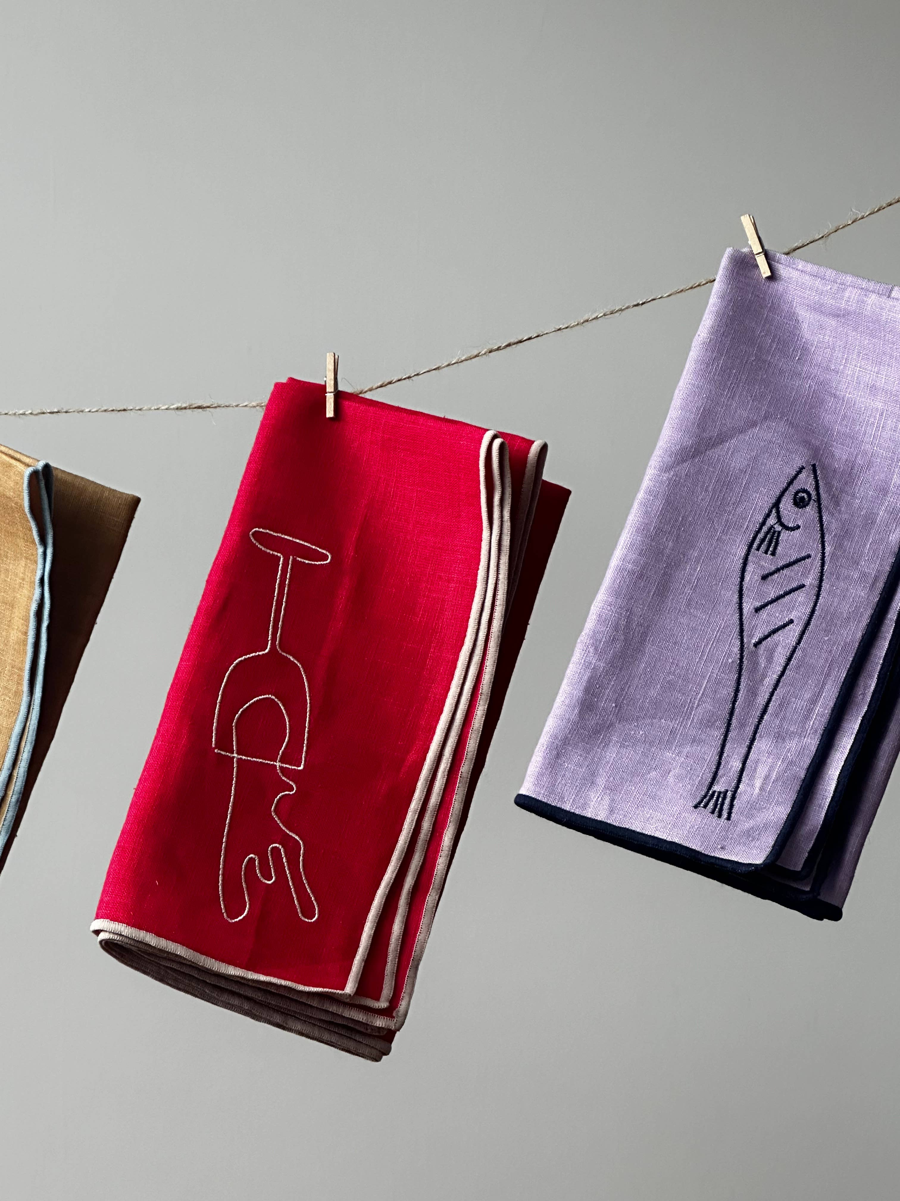 Linen Blend Napkins - Fish