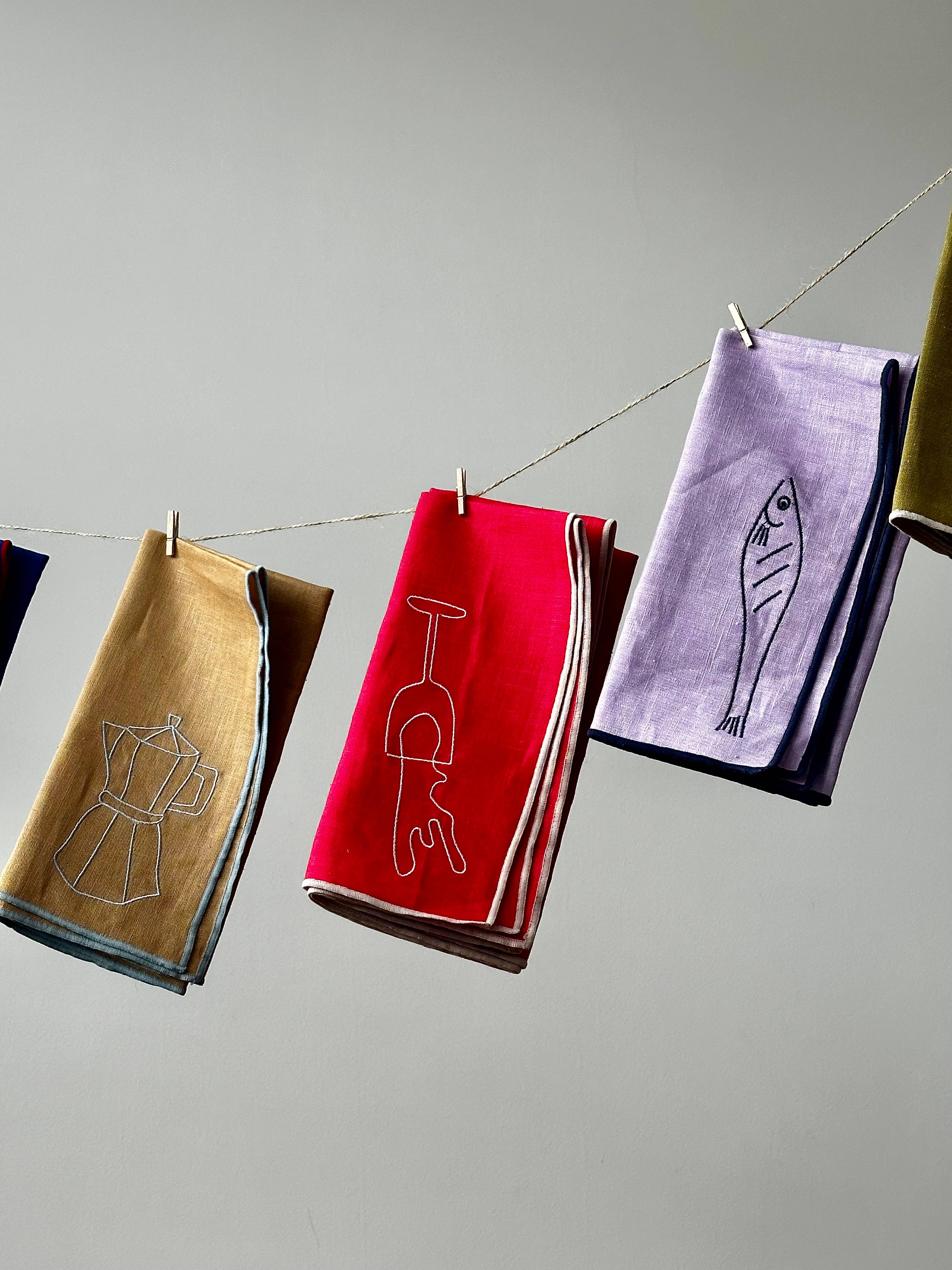 Linen Blend Napkins - Fish