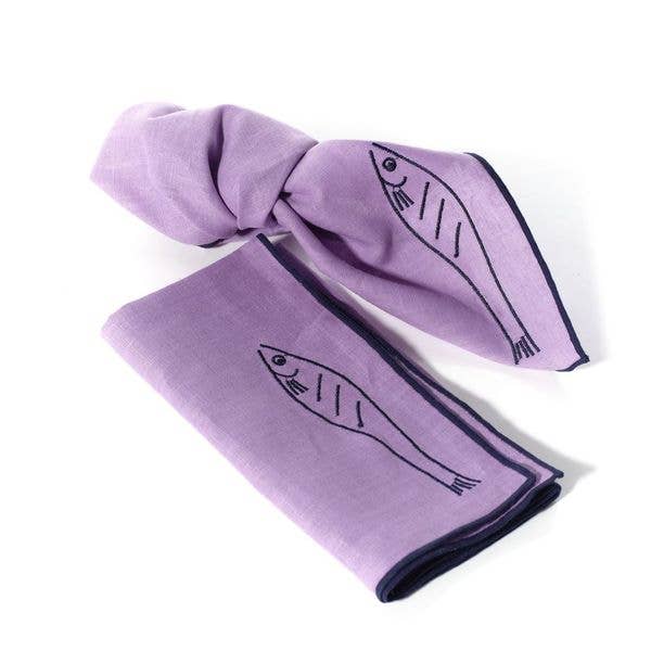Linen Blend Napkins - Fish