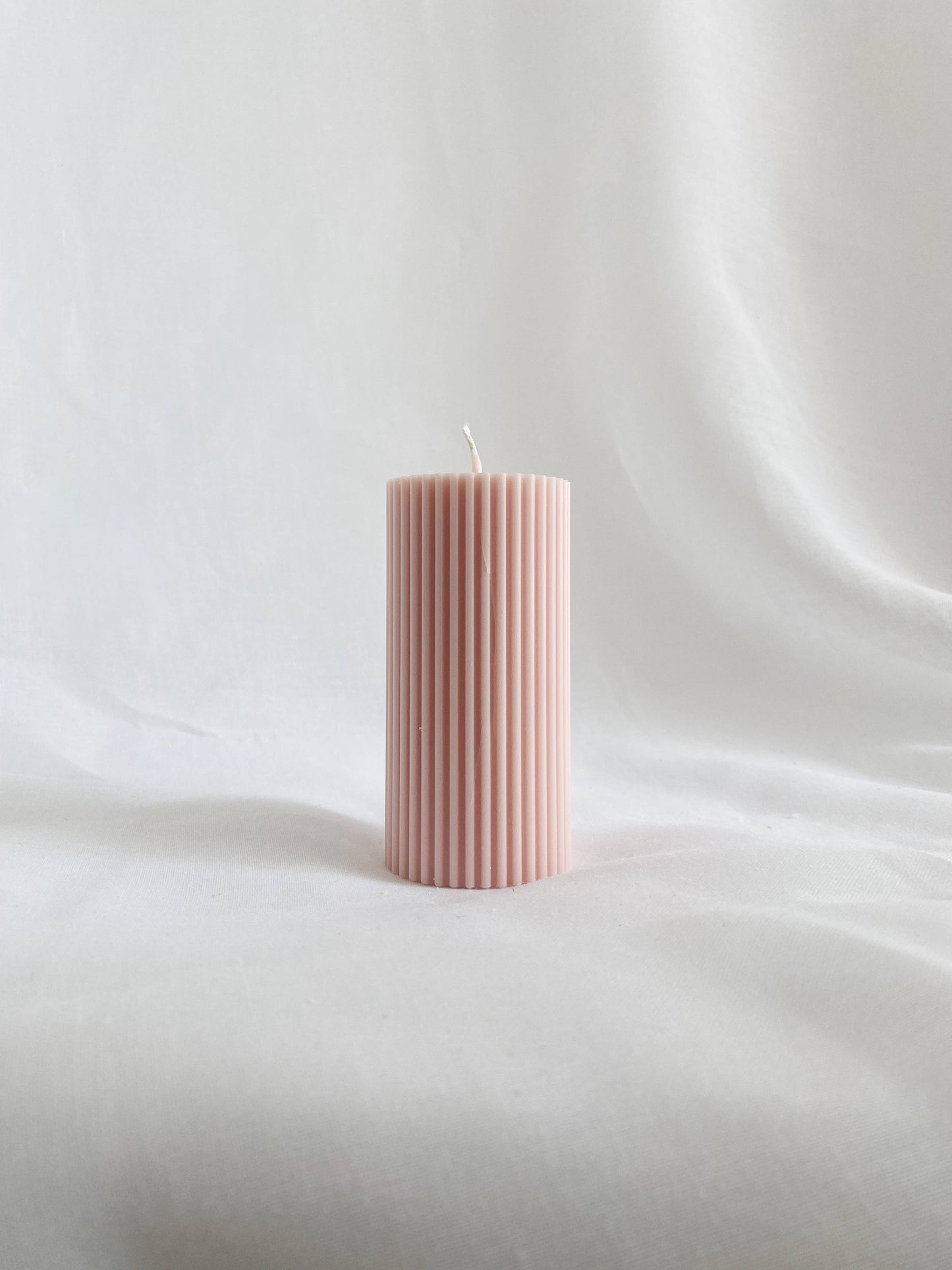 Small Ribbed Pillar Candle. Vegan, soy, small batch. Weddin