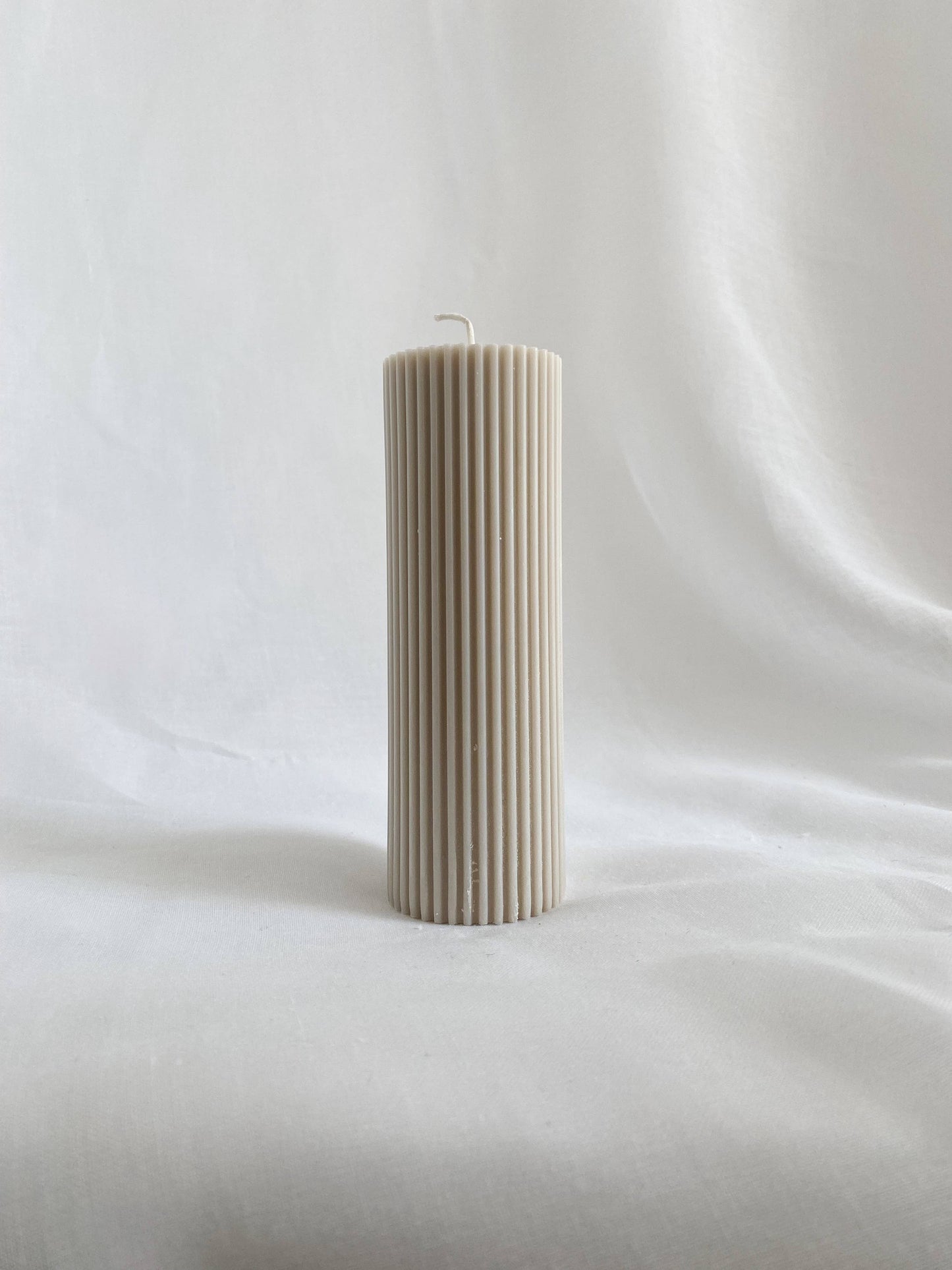 Medium Ribbed Pillar Candle. Vegan, soy, small batch. Weddin