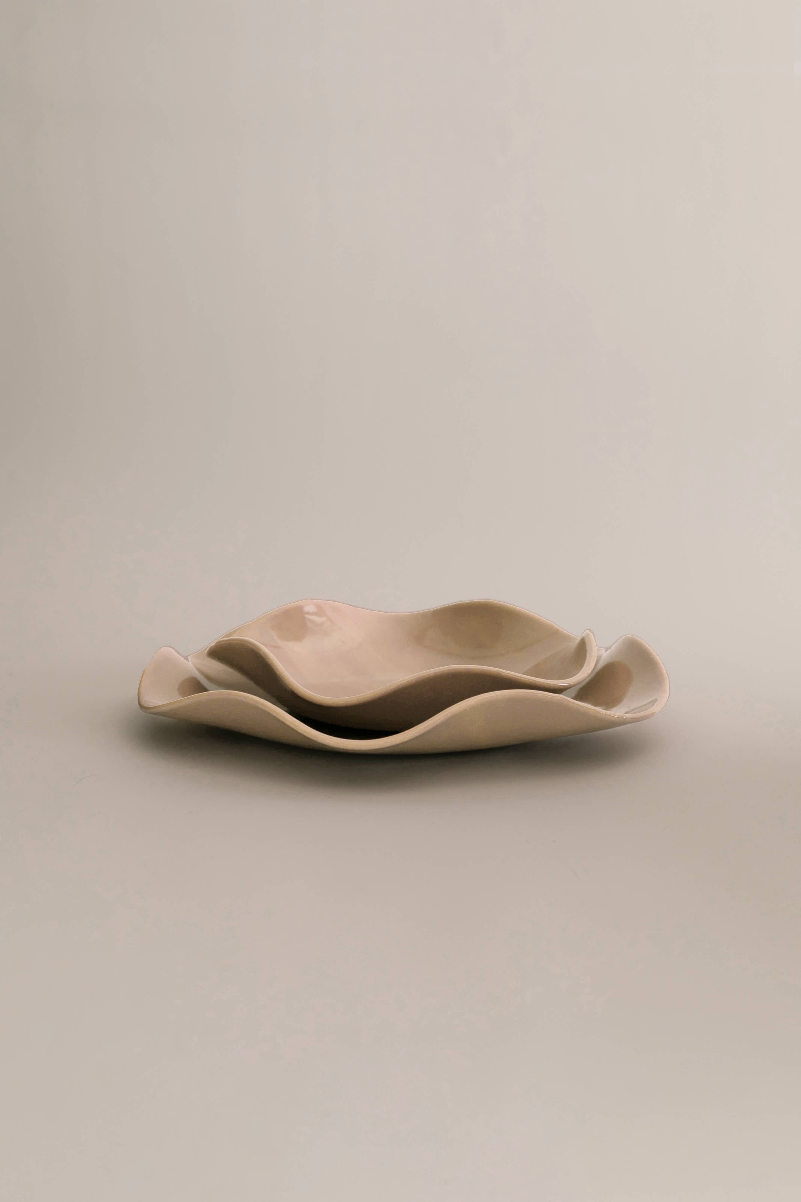 Small Petal Plate, Almond (Opaque)
