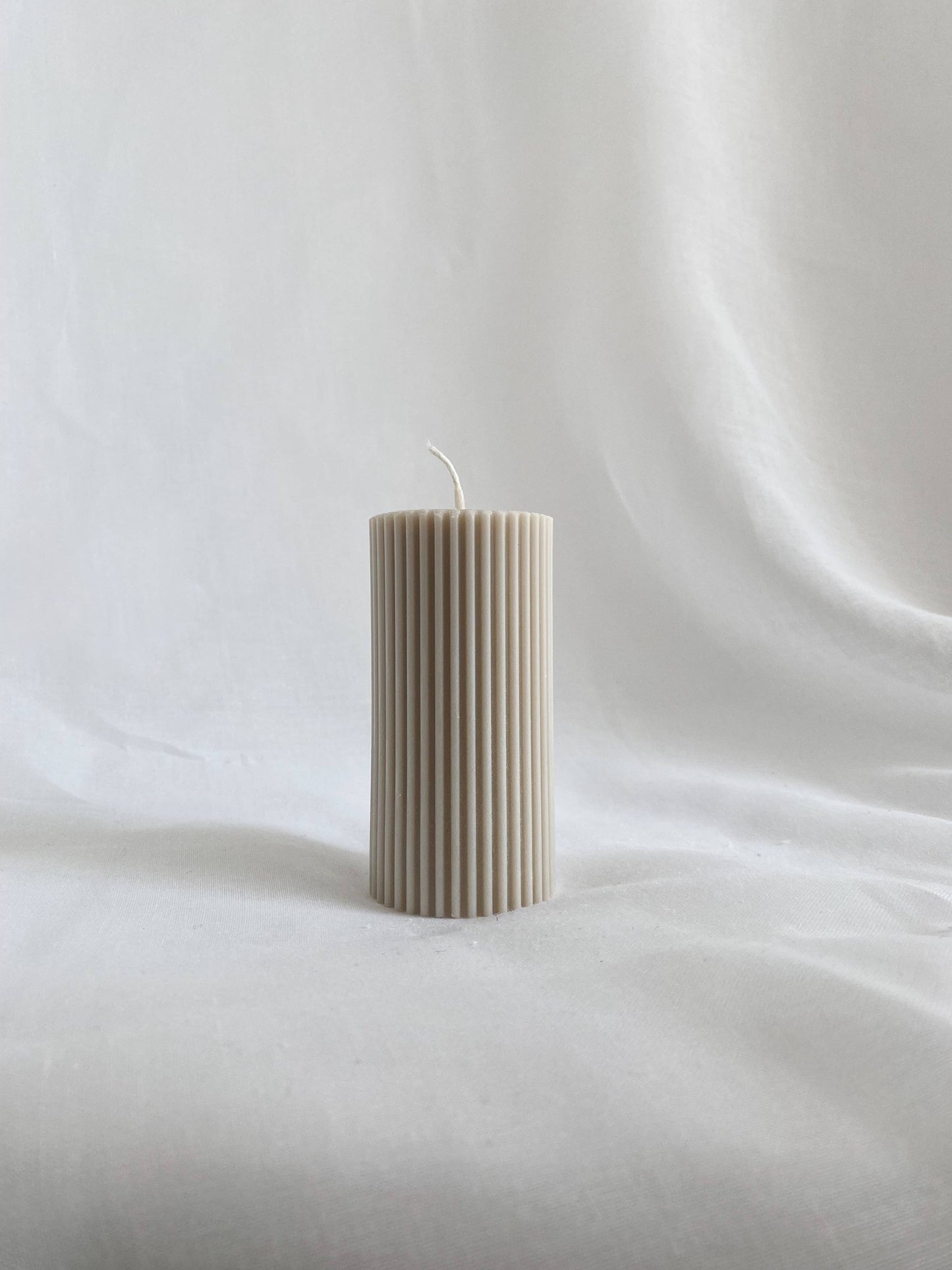 Small Ribbed Pillar Candle. Vegan, soy, small batch. Weddin