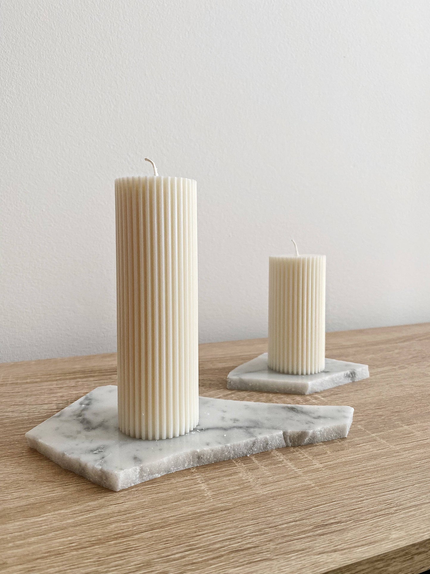 Medium Ribbed Pillar Candle. Vegan, soy, small batch. Weddin