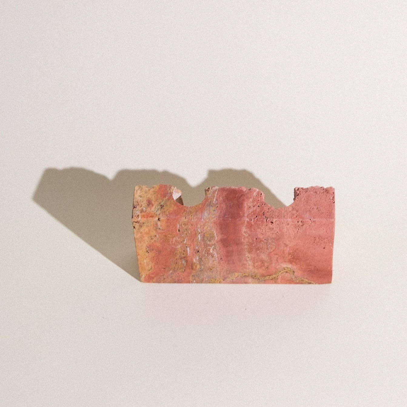 Dua Candle Holder: Red Travertine