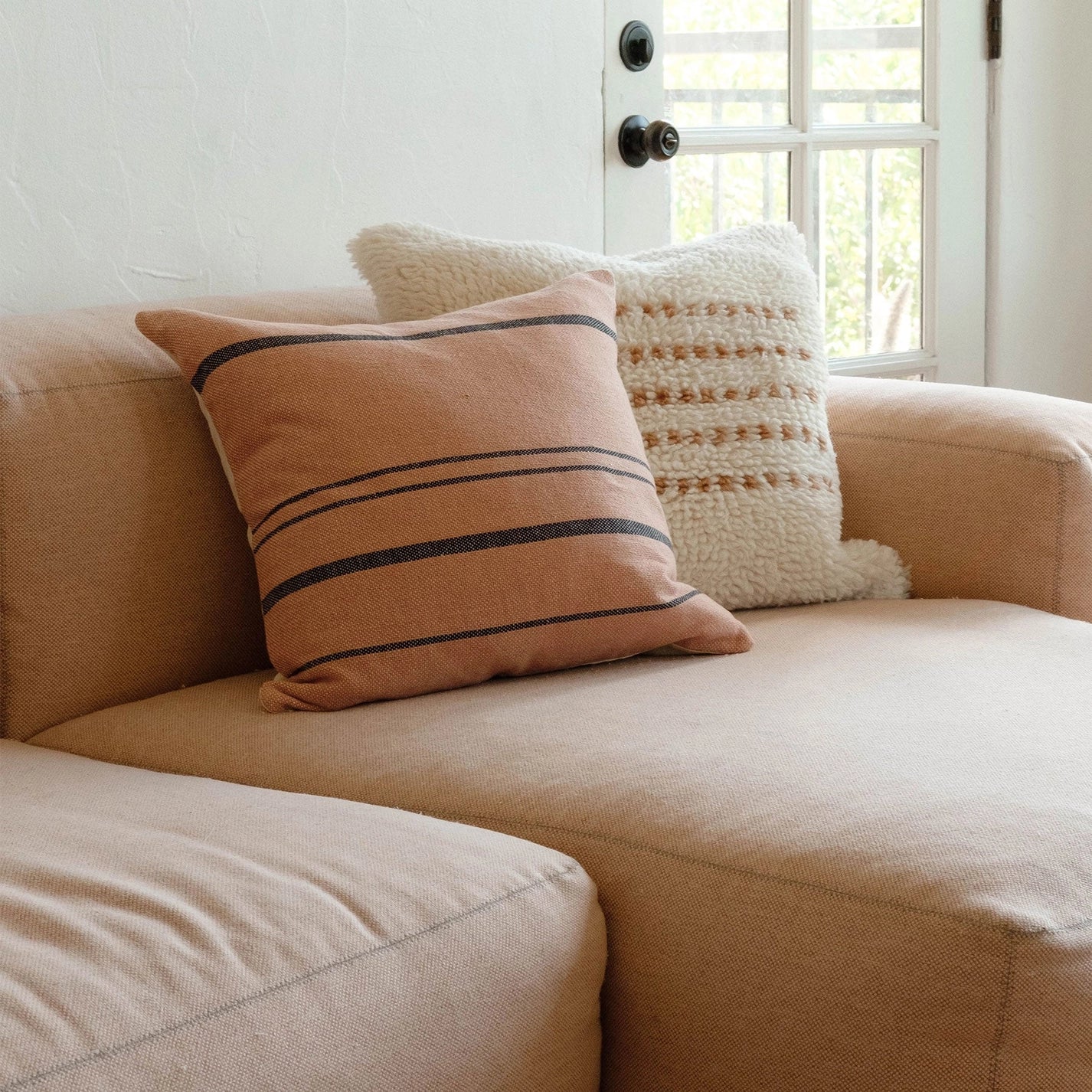 Stripe Pillow in Coral