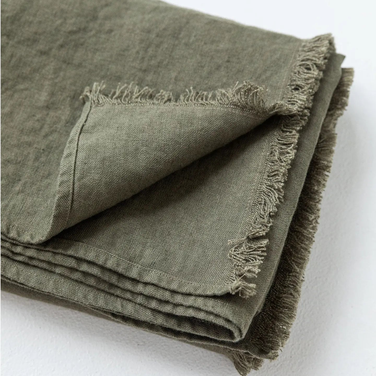 Heavyweight Linen Throw Blanket in Dark Green