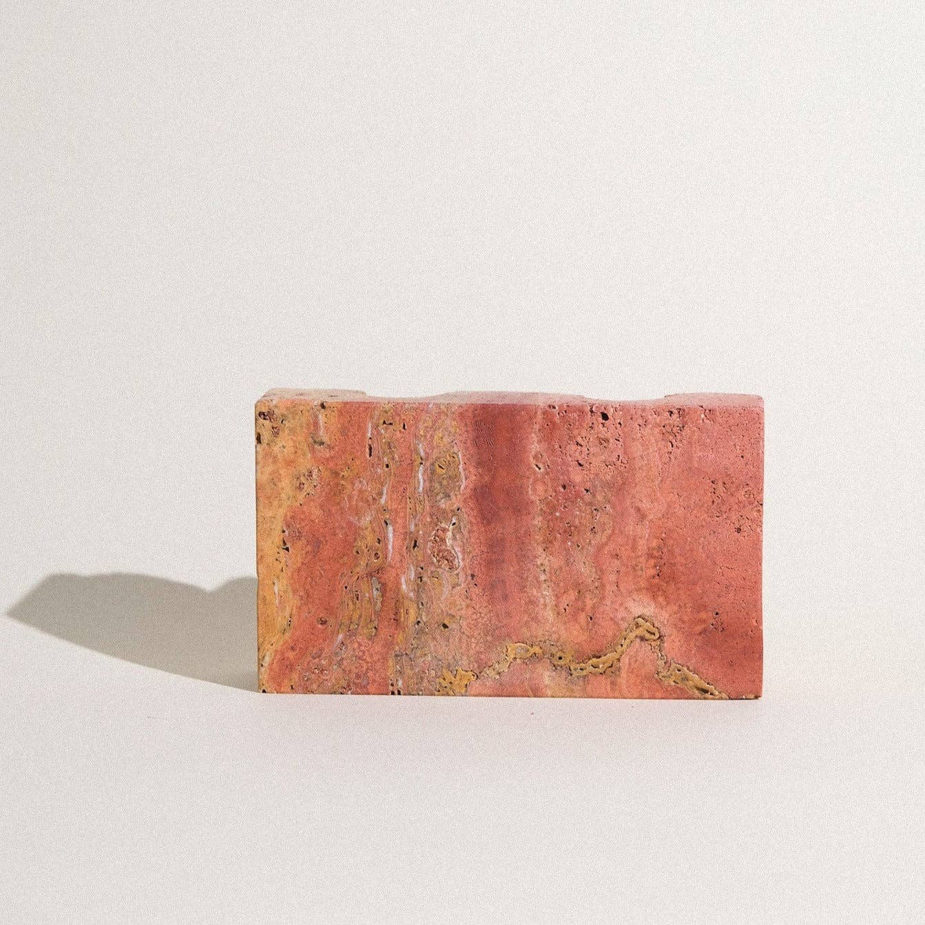 Dua Candle Holder: Red Travertine