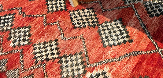 Red Check Vintage Rug