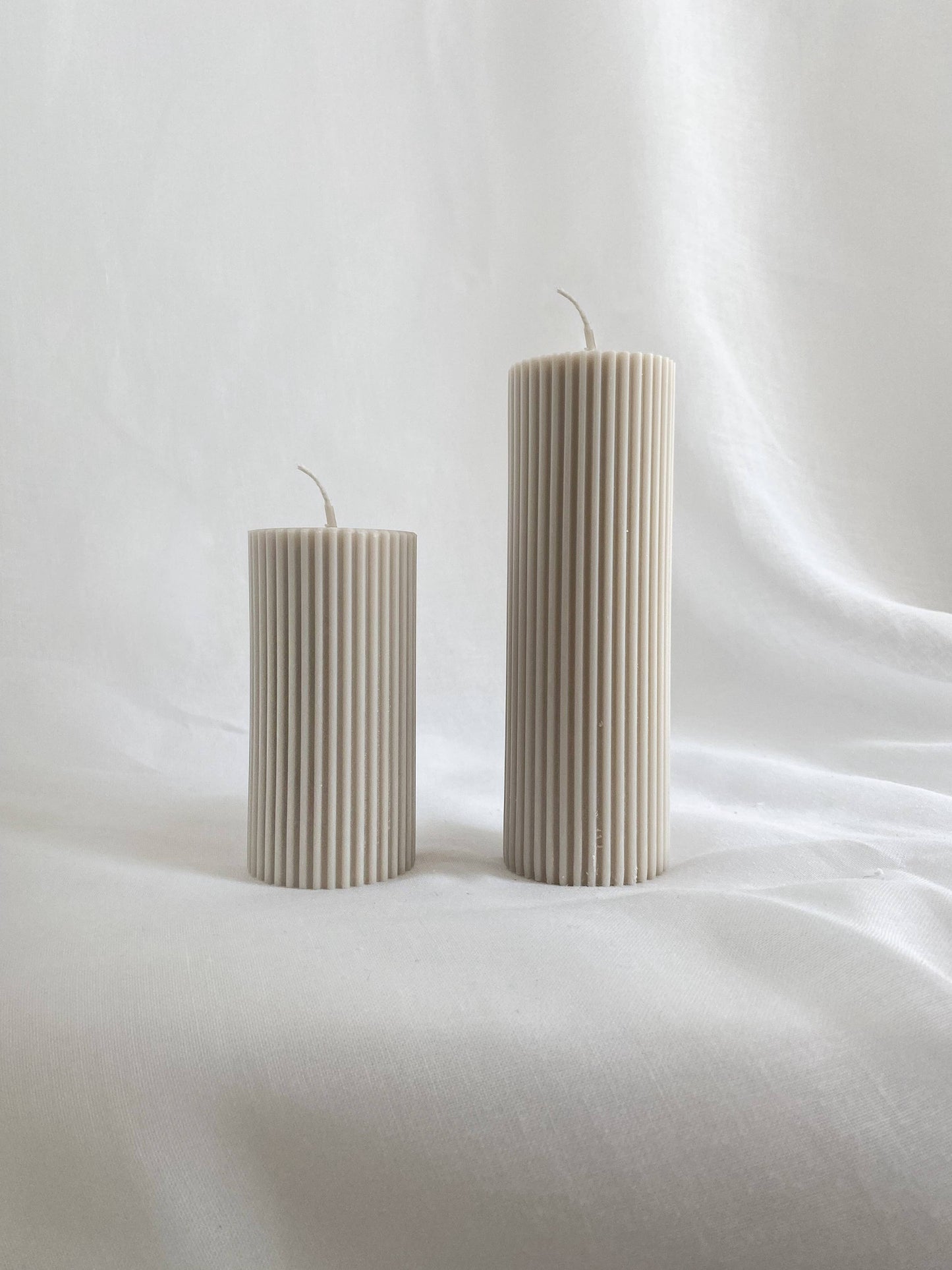 Small Ribbed Pillar Candle. Vegan, soy, small batch. Weddin