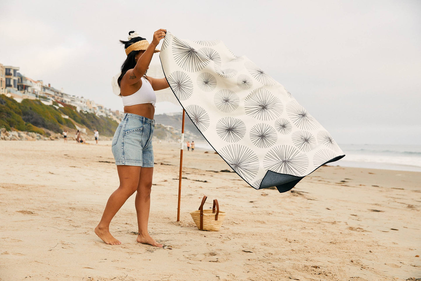 Pink Checkers Beach Blanket