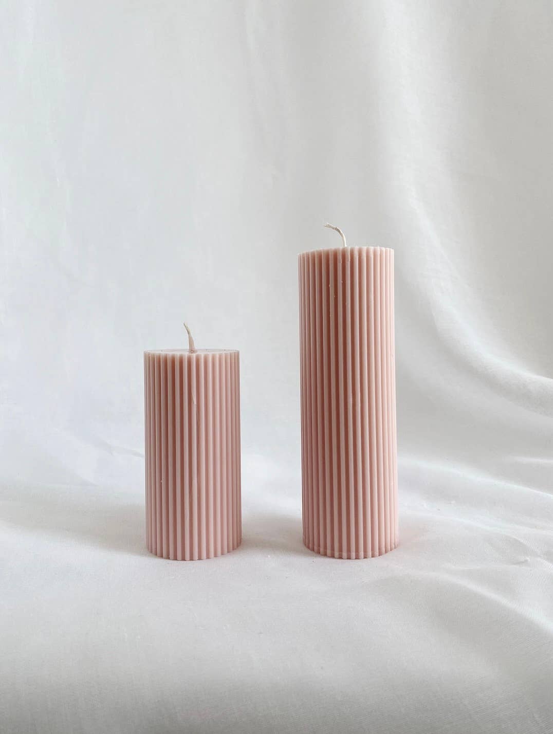 Medium Ribbed Pillar Candle. Vegan, soy, small batch. Weddin