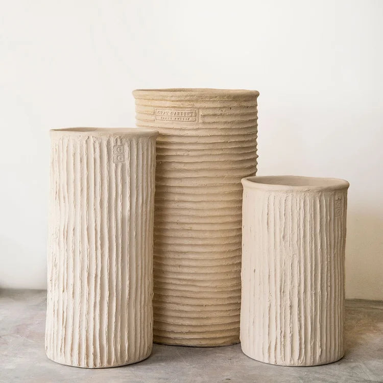 Ivory Vertical Stripe Stem Planter - 12’’x27.5’’