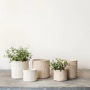 Ivory Horizontal Stripe Large Bucket Planter